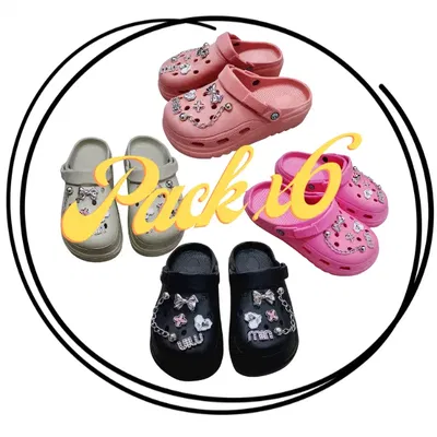 Pack x6 o x12 Zueco importado alto pines bijou 36/41