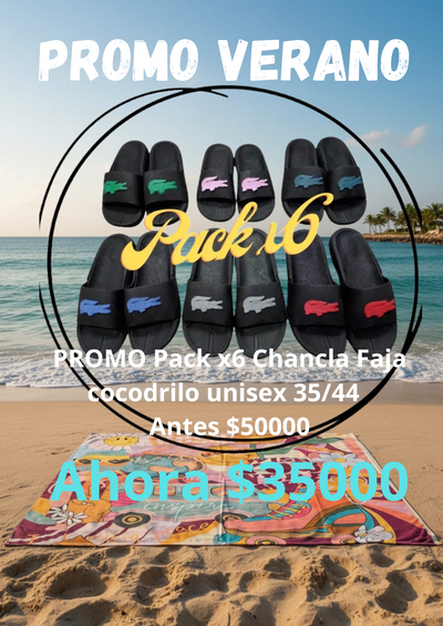 PROMO Pack x6 Chancla Faja cocodrilo unisex 35/44 línea nacional 