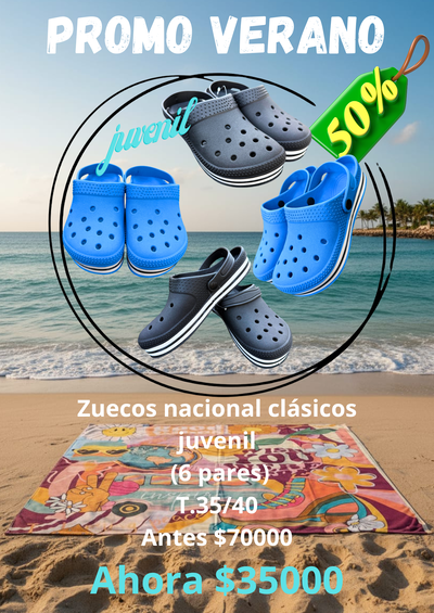 Promo Pack x6 Zueco nacional Clásico juvenil 35/40 Livianos