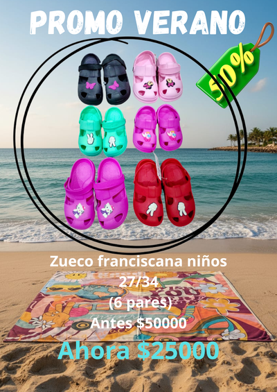pack x6 Zueco franciscana 27/34 de eva Ultra Livianos 