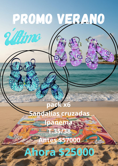 Promo x6 OJOTAS Sandalias Cruzadas ipanema 35-40 ESTAMPAS