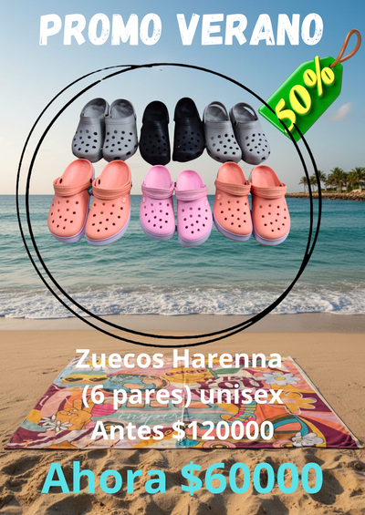 Promo combo zuecos HARENNA unisex (6pares)