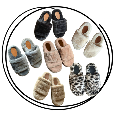 Pantuflon simil piel de conejo punta abierta 35/40