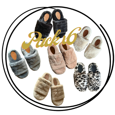 pack x 6 Pantuflon simil piel de conejo punta abierta 35/40
