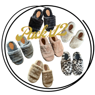 pack x 12 Pantuflon simil piel de conejo punta abierta 35/40