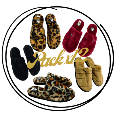 pack x12 Pantufla simil piel clásica unisex 35/46