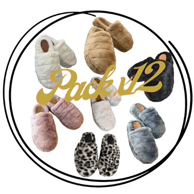 pack x 12 Pantuflon simil piel de conejo punta cerrada 35/40