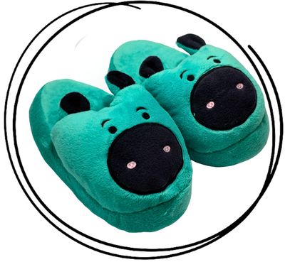 Pantuflon animado premium HIPOPOTAMO VERDE