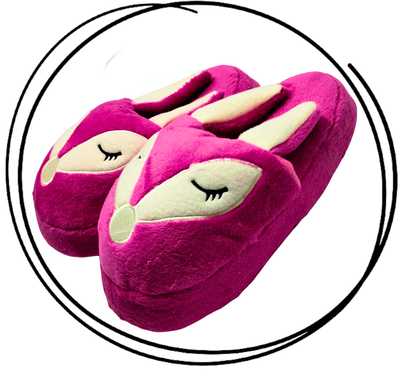 Pantuflon animado premium Zorrito fucsia