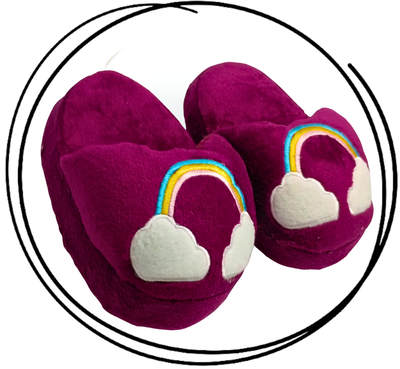 Pantuflon animado premium ARCOIRIS BORDO
