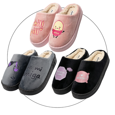 Pantufla Panda dama clásica base goma con abrigo 35/40