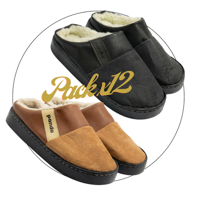 pack x12 Pantufla Panda clásica base goma con abrigo 39/44