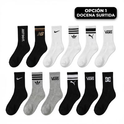 Docena de medias 3/4 bordadas premium