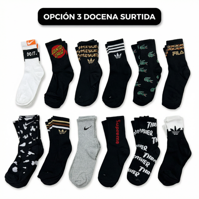 Docena de medias 3/4 bordadas premium