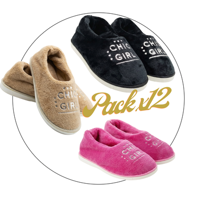 Pack x12 Pantufla hornito dama chenille chic 35/40