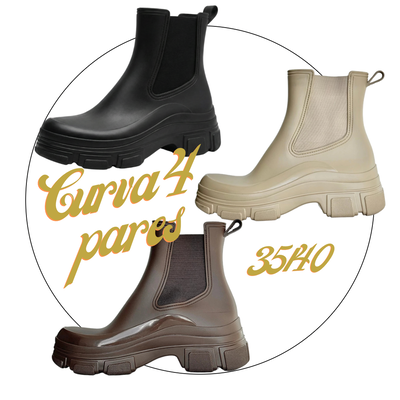 Curva 4 pares Botas plataforma goma premium clásicas corta