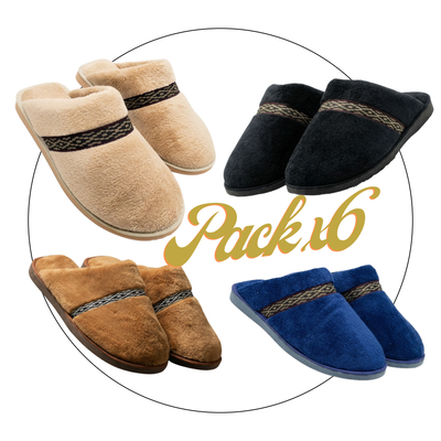 Pack x6 Pantufla Hombre Chenille Premium Guarda Pampa 39 al 46