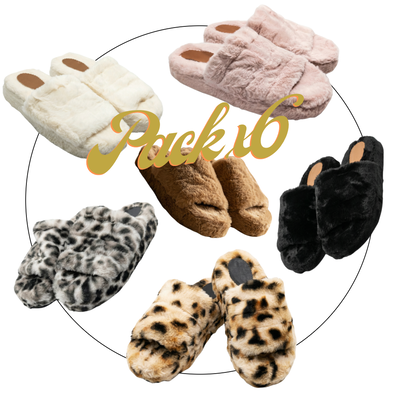 pack x 6 Pantuflon simil piel de conejo punta abierta 35/40