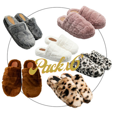pack x 6 Pantuflon simil piel de conejo punta cerrada 35/40