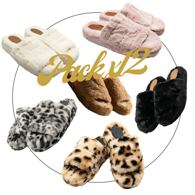 pack x 12 Pantuflon simil piel de conejo punta abierta 35/40