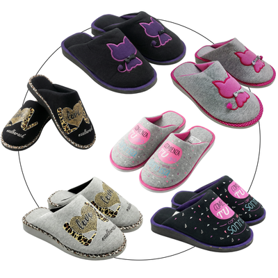 Pantufla dama  jersey bordadas/estampadas punta cerrada 35/40