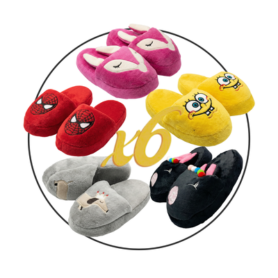 Pack x6 pantuflones animados premium personajes surtidos
