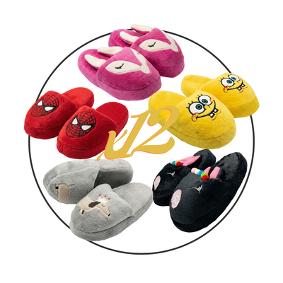 Pack x12 pantuflones animados premium personajes surtidos