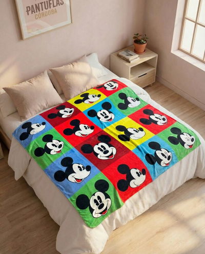  MANTA MICKEY CUADROS COLORES 150x150 [POLAR SOFT]