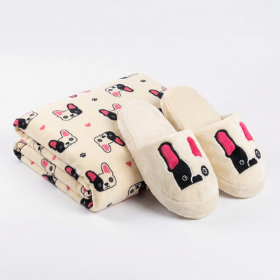 Manta Soft Premium + Pantuflas a Juego BULL DOG (Diseños Exclusivos PC)