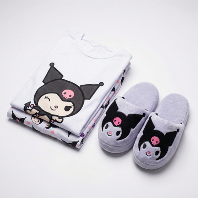 Set pijama modal Soft + Pantuflas a Juego Kuromi (Diseños Exclusivos PC)