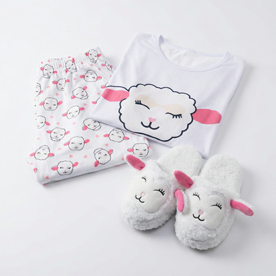 Set pijama modal Soft + Pantuflas a Juego Ovejita (Diseños Exclusivos PC)