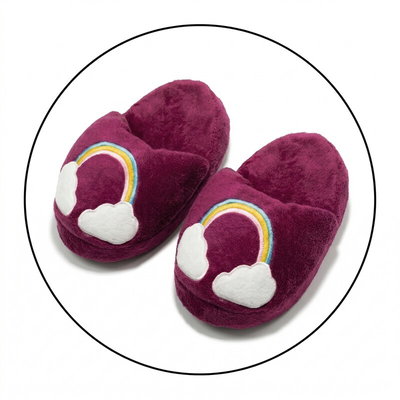 Pantuflon animado premium ARCOIRIS BORDO