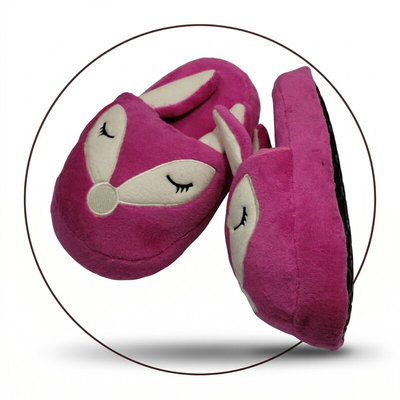 Pantuflon animado premium Zorrito fucsia