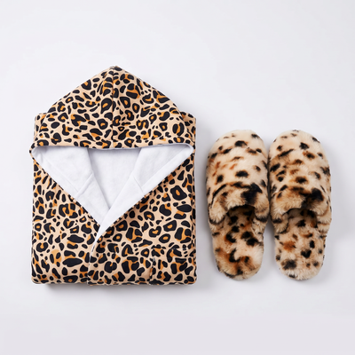 Set bata toalla + Pantuflas a Juego similar piel (Diseños Exclusivos PC)