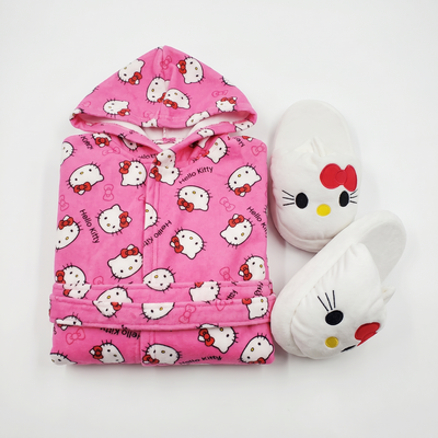 Set bata toalla + Pantuflas a Juego HELLO KITTY (Diseños Exclusivos PC)
