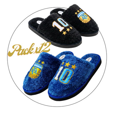 Pack x12 Pantufla ARGENTINA niños peluche 27/28 al 33/34
