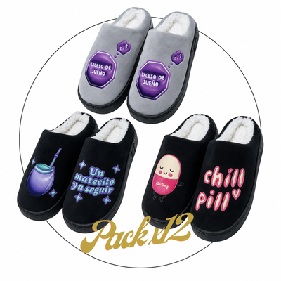 pack x12 Pantufla Panda dama clásica base goma con abrigo 35/40