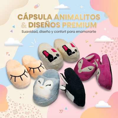 PANTUFLONES PREMIUM ANIMALITOS Y DISEÑOS BORDADOS