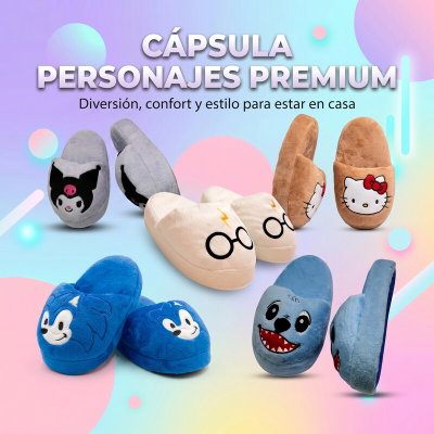 PANTUFLONES PREMIUM PERSONAJES BORDADOS