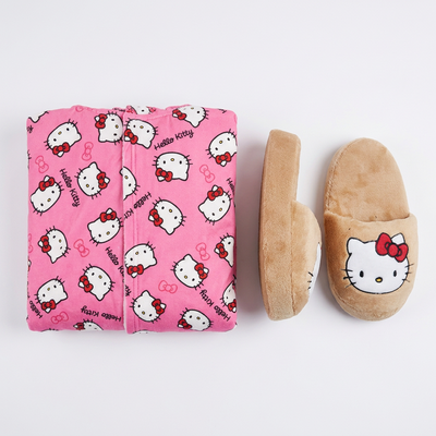 Set bata toalla + Pantuflas a Juego HELLO KITTY (Diseños Exclusivos PC)