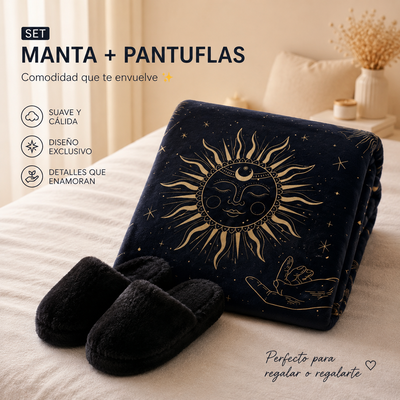Set Manta Soft Premium + Pantuflas a Juego SOL(Diseños Exclusivos PC)