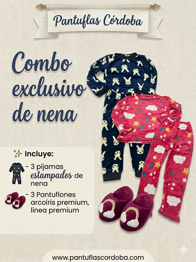COMBO PIJAMAS Y PANTUFLONES NENA 🚀🚀