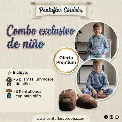 COMBO PIJAMAS Y PANTUFLONES NIÑO 🚀🚀