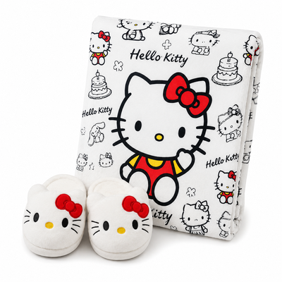Set Manta Soft Premium + Pantuflas a Juego KITTY (Diseños Exclusivos PC)