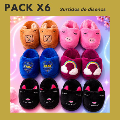 PROMO PACK X6 PANTUFLONES NIÑOS BORDADOS MÁS VENDIDOS🔥