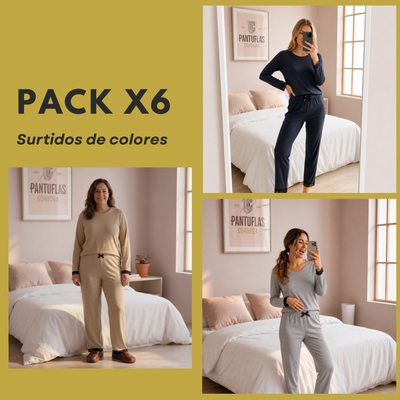 PROMO PACK X6 PIJAMA DAMA MORLEY [MANGA LARGA]