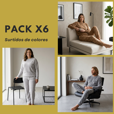 PROMO PACK X6 PIJAMA ADULTO UNISEX PLUSH LISO&nbsp;