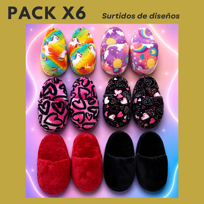 PROMO PACK X6 PANTUFLONES ESTAMPADOS Y LISOS  MÁS VENDIDOS🔥