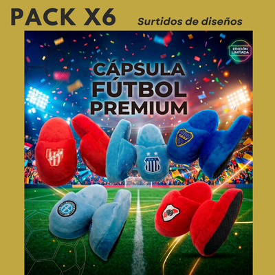 PROMO PACK X6 PANTUFLONES PREMIUM CÁPSULA EQUIPOS FUTBOL BORDADOS 
