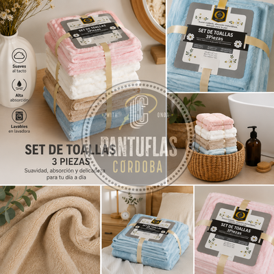 🛁 Set de Toallas 3 Piezas Classic (lisas) | Ideal para Reventa
